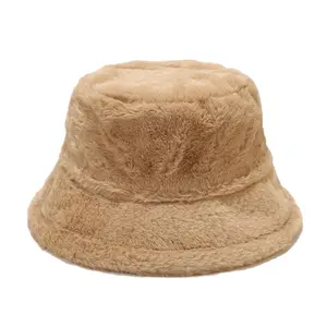 2024 keep warm Ladies Winter fashion Fake fur bucket hat