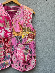 Veste mi-longue matelassée en coton imprimé à la main, style bohème ethnique pour femme, cadeau élégant pour elle - Product Image 2