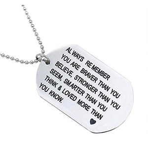 Collana con Pendente 'Always <span class=keywords><strong>Remember</strong></span> <span class=keywords><strong>You</strong></span> Are Braver' per Donne e Uomini, Gioielli Semplici e alla Moda - Product Image 1