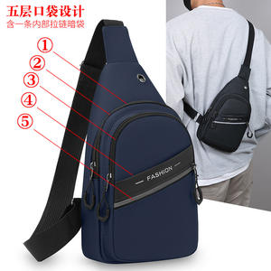 Bolso de pecho para hombre a la moda, bolso cruzado multifuncional con revestimiento de PU para viajes de negocios, azul oscuro, negro, gris, verde militar - Product Image 1