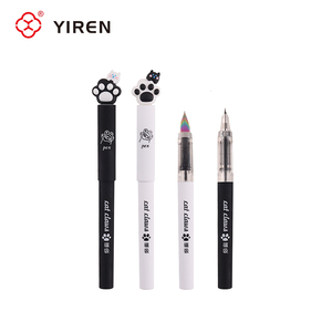 Stylo plume magnétique YIREN noir et blanc, motif dessin animé mignon, amusant, effaçable, en acier inoxydable, écriture fluide, ensemble pour étudiants, idéal pour l'école - Product Image 1