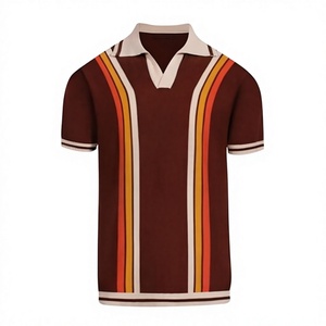 Polo de Punto Retro para Hombre, Cuello con Bloques de Color, Manga Corta, Anti-Pilling, Algodón, para Uso Casual de Verano - Product Image 4