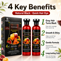 Pewarna Rambut Gel Permanen Ekstrak Herbal Bebas Amonia Warna Hitam Kualitas Salon 250ml X 2 Penutup Uban Eksportir Distributor OEM