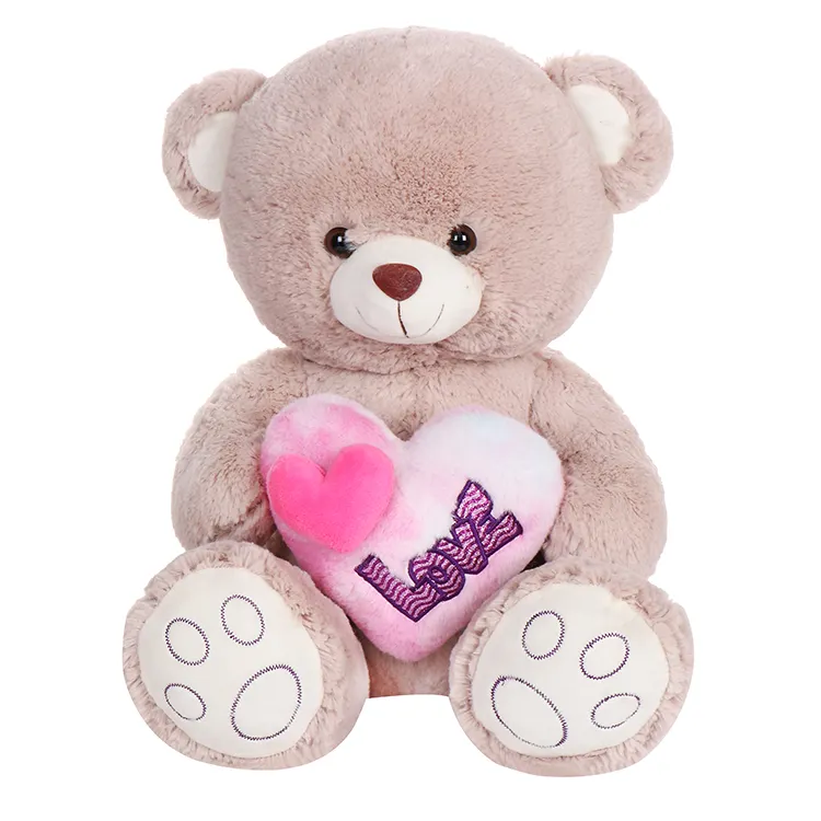 Peluche de oso de peluche suave con corazón de amor, almohada de peluche de animal de peluche, oso de peluche personalizado, dulce corazón para regalo de San Valentín