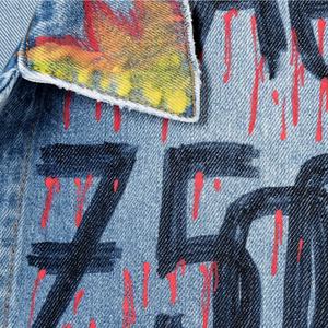 Blouson en jean oversize imprimé pour femme, style motard, collection hiver 2021, offre spéciale - Product Image 3