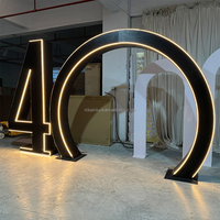 Arche géante en acrylique noire avec LED pour fête d'anniversaire NIKA, grand chiffre 40, toile de fond pour décorations d'anniversaire