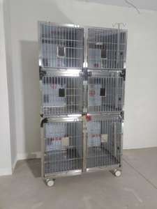 Cage à chien empilable à trois niveaux, double porte, design minimaliste et silencieux, <span class=keywords><strong>pour</strong></span> usage domestique et commercial - Product Image 3