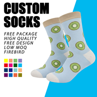 Chaussettes OEM personnalisées de haute qualité, chaussettes habillées douces, chaussettes de mode avec logo personnalisé, motif de fruits amusant, chaussettes habillées pour hommes