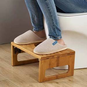 Repose-pieds pliable en bois 41,5x27,5x18cm, antidérapant, marchepied pour salle de bain et toilettes - Product Image 1