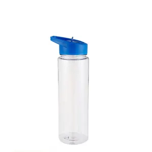 Supplier Wholesale Custom Frosted Sport Plastic Water Bottle with Time Marker and Straw