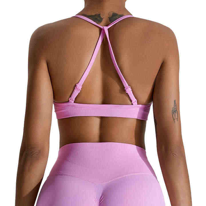 TheLovely - Women Seamless Criss Cross Front Sports Bra Bralette With Removable Pads