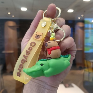 Wholesale Manufacturer 3D PVC Plastic Kids Cute Cartoon Designer Car Key Chain Ring Creative Capybara <b>Keyring</b> Keychain - Product Image 5