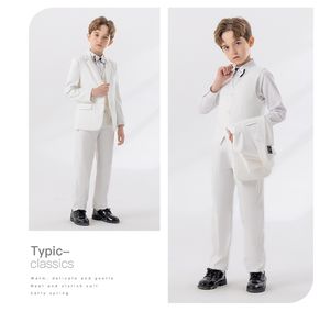 Costume de baptême pour enfants ensemble de vêtements blancs enfants tenue de smoking formelle robe nœud papillon Blazer Costume de Performance de fête - Product Image 2