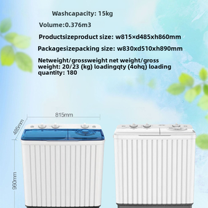 Exportation transfrontalière, <span class=keywords><strong>lave</strong></span>-<span class=keywords><strong>linge</strong></span> semi-automatique à chargement par le haut, à deux cuves, 10 kg/15 kg, niveau d'efficacité énergétique 1, entièrement en anglais, 220 V 50 Hz - Product Image 2