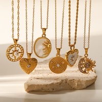 Collier pour femme en acier inoxydable style européen et américain, avec coquille, nacre et diamants, chaîne en bambou, classique et tendance