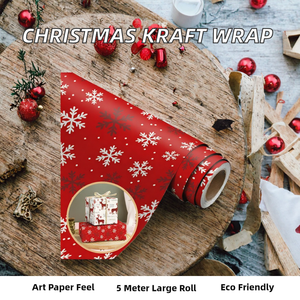 Art Red Snowflake Christmas Wrapping <b>Paper</b> Roll Large Size Gift <b>Wrap</b> <b>Paper</b> for Holiday Present Craft Packaging - Product Image 2