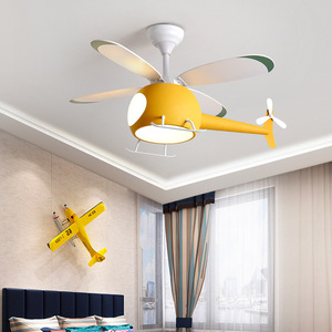 Creative LED Elicottero Cartone Animato Aereo Ventilatore a Soffitto Lampadario per <span class=keywords><strong>Bambini</strong></span> Camera da Letto Studio Luce a sospensione - Product Image 2