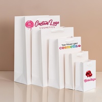 Sac de shopping en papier cartonné épais personnalisé avec logo, de luxe, blanc, rose, noir, pour l'emballage de cosmétiques