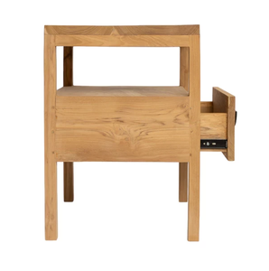 Table de chevet élégante Karma en teck massif, structure robuste et durable, finition premium, idéale pour le rangement dans la chambre, design élégant - Product Image 4