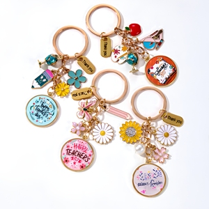 Meilleur porte-clés pour enseignant, motif papillon et fleur, émail fait main, alliage <span class=keywords><strong>de</strong></span> zinc, cadeau pour femmes et hommes, Fête des Enseignants, Merci, Classique - Product Image 1