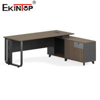 Bureau Ekintop, bureau en forme de L, meubles de bureau, table moderne, bureau de direction, bureau de PDG, bureau de gestionnaire, ensemble de bureaux en bois