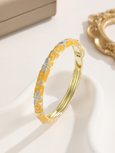 Bracelet ouvert en émail fin style ethnique rétro Cloisonné Ancien Pékin, Bijou Cheongsam tendance, <span class=keywords><strong>Bracelets</strong></span> à la mode - Product Image 4