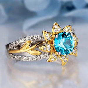 Anello con Gemma Blu Girasole per Donne, Gioiello da Dito Fresco ed Elegante alla Moda - Product Image 2