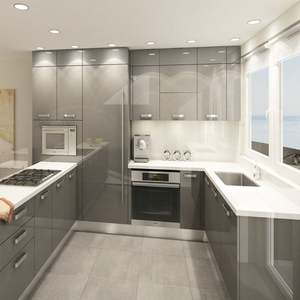 Gabinetes de Cocina de Lujo Ligero con Acabado Brillante/Gabinetes de Cocina Lacados Listos para Armar/Gabinetes de Cocina Modernos - Product Image 3