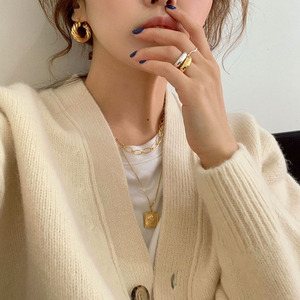 Oro de 18 quilates relleno grueso wisted retro minimalista diseño dorado trenzado grueso chapado en oro nudo mujeres Loop pendientes de aro joyería - Product Image 3