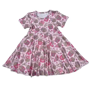 Valentine Clothing baby French fries printing frock girls Printed Toddler Baby twirl dress boutique kids clothing