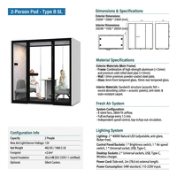 Cabine de bureau insonorisée JORI CP-SL-B pour 2 personnes, 30 dB, certifiée ISO 23351-1, avec ventilation pour les réunions face à face