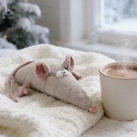 Coussin en peluche doux en velours de polyester - Oreiller amusant en forme de rat de dessin animé - Décoration fantaisie pour chambre d'enfant et canapé - Idée cadeau
