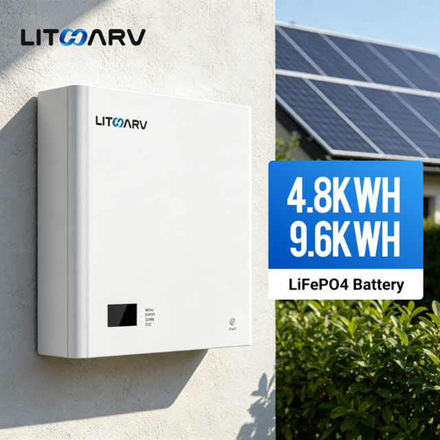 Litharv 48V 100Ah Wall Mounted Lithium Ion Battery Pack for Home Solar Energy Storage System