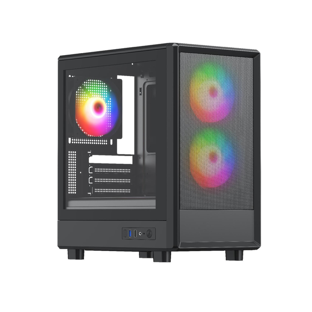 Factory New MATX PC Opening Tempered Glass Side Panel Mid-Tower Case Mesh Design Gaming Computer Case for Desktop