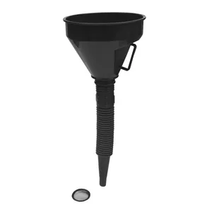 Embudo de plástico negro con filtro, para aceite de coche, Hosepipe largo, superventas