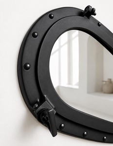 Export Quality Oval Porthole <b>Mirror</b> Aluminum Maritime <b>Wall</b> Décor <b>Black</b> Home Accent Available At Wholesale Price - Product Image 2
