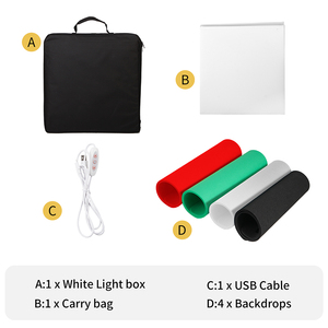 <span class=keywords><strong>Studio</strong></span> <span class=keywords><strong>photo</strong></span> portable Selens 16x16 pouces (40 cm) avec boîte à lumière LED 2,5 W, tente de prise de vue, éclairage et 4 fonds pliables - Product Image 2