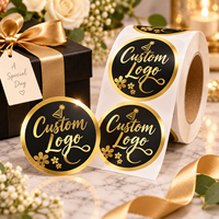 Autocollants ronds personnalisés en or noir, autocollants adhésifs pour sceller les cadeaux, pour les fêtes et les cadeaux de luxe