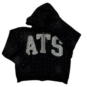 Sudadera con capucha y cremallera de estilo único para hombre, bordado personalizado, estilo Hip Hop, tela de lana de algodón, conjunto de sudaderas con capucha de invierno para hombre - Product Image 3