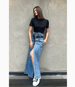 Robe en <span class=keywords><strong>Jean</strong></span> à poches pour femme, boutons bleus, <span class=keywords><strong>jupe</strong></span> longue en <span class=keywords><strong>Jean</strong></span> délavée - Product Image 2