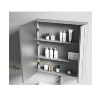 Mueble de Baño de Acero Inoxidable de 800x500mm con Lavabo de Cerámica y Armario con Espejo - Product Image 2