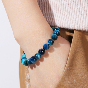 Pulsera de Piedras Naturales JD GEMS, Cuentas Redondas de Piedra Azul, Cuerda Elástica, para Hombre y Mujer, Pulsera de Ojo de Tigre Azul, Pulseras de Buda - Product Image 5