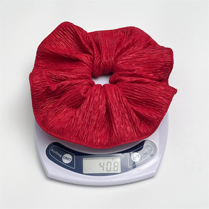 Christmas Fabric Plaid Scrunchies with Nail Beads & Hair Loops-Eco-Friendly Retro Party Supplies for Women - Product Image 2
