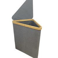 Panier à linge pliable en bambou 90L Triangle Sac de rangement Panier pour linge sale Panier à linge