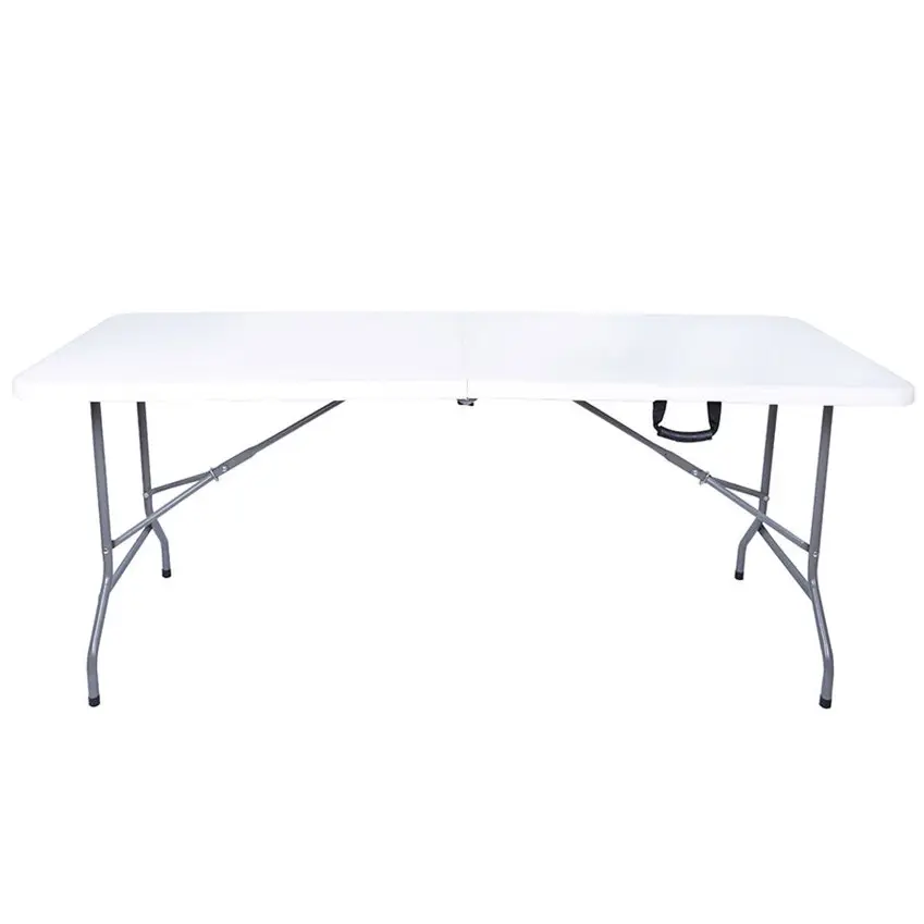 โต๊ะพับจัดเลี้ยงพลาสติก HDPE สีขาวกลางแจ้ง 6 ฟุตสําหรับโต๊ะพับสี่เหลี่ยมผืนผ้างานอีเว้นท์