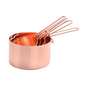 Ensemble de tasses et cuillères à mesurer en cuivre, outils de mesure en métal, lavage à la main uniquement - Product Image 1
