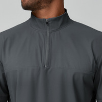 Vêtement de sport unisexe transfrontalier à col montant en polyamide, coupe droite, manches longues, fermeture éclair, fin, 180g, couleur unie, pour l'automne