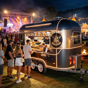 Chariot alimentaire mobile robuste entièrement équipé avec comptoir de travail pour la vente de nourriture de rue lors de festivals et centres commerciaux en extérieur - Product Image 1