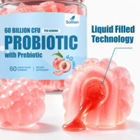 Complément Probiotique Liquide Personnalisé Solilan - Gommes Probiotiques Remplies de Liquide pour la Santé Digestive, Soutien Immunitaire et Digestif Végétalien pour Femmes