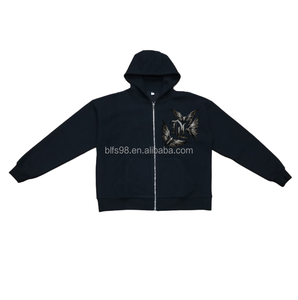 Sudadera con Capucha Azul Marino para Hombre con Diseño de Murciélago, Corte Regular, Informal, con Logotipo Frontal en Color Sólido y Tejido de Punto - Product Image 4